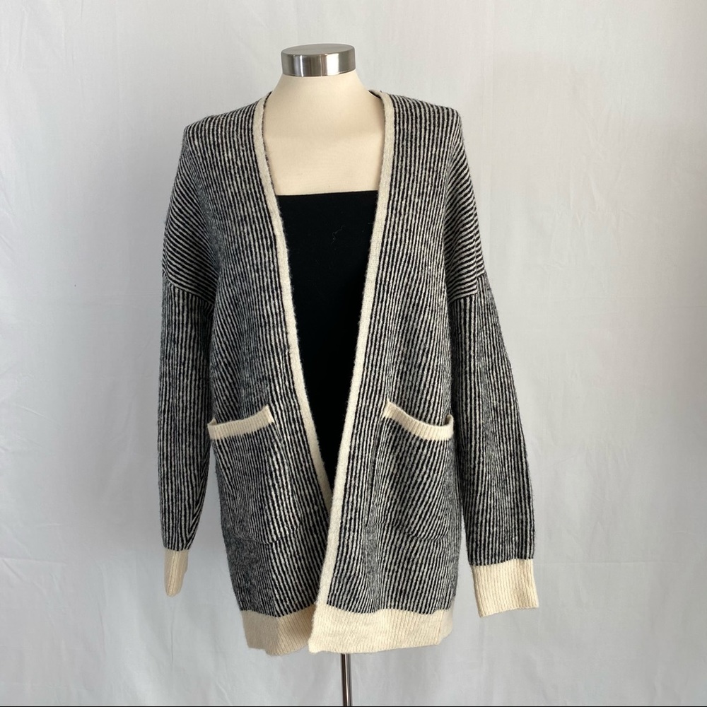 Black and White Paris Striped Cardigan